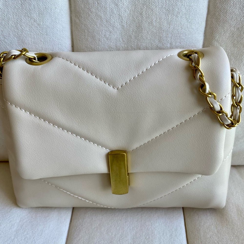 Cream Quilted Shoulder/Crossbody Bag